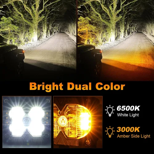 Vista 3 de Cápsulas de disparo lateral LED de 4 pulgadas y 40 W, luz lateral ámbar sólida y estroboscópica