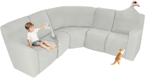 Vista 69 de ALIECOM Fundas 100% impermeables para sofá seccional reclinable, forma de L, elásticas, para esquina, funda para sofá seccional reclinable, lavable