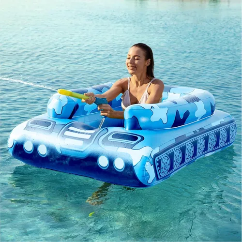 Vista 8 de Flotadores de Piscina de Tanque Inflables para Niños – Jasonwell Flotadores de Piscina para Niños Pequeños Tanque de Piscina con Cañón de Agua