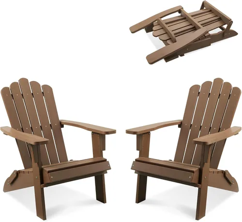 Vista 11 de Silla Adirondack plegable HDPE 1 paquete, marrón Marrón oscuro