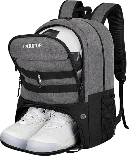 Vista 10 de LARIPOP Mochila de Fútbol, Bolsa de Fútbol con Soporte para Balón y Compartimento para Zapatos, Bolsas de Entrenamiento para Equipos Deportivos