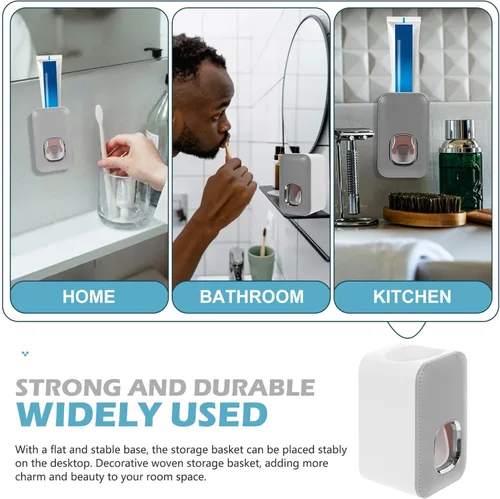 Vista 5 de Zerodeko Instalación fácil de usar del plástico del exprimidor de pasta de dientes del soporte de la pared del cuarto