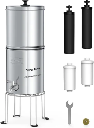 Vista 10 de Sistema de filtro de agua por gravedad Waterdrop 2.25G, estándar NSF/ANSI 42 y 372, sistema de acero inoxidable con 2 filtros de carbón, reduce