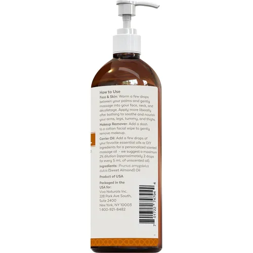 Vista 7 de Aceite de almendras (16 onzas); aceite de almendras dulces para la piel o aceite de almendras para el cabello, el aceite corporal natural perfecto