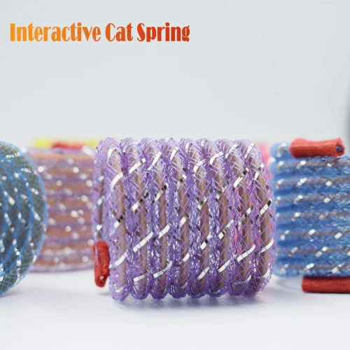 Vista 5 de IUHKBH Cat Springs, 4 piezas de juguete colorido para gatos de acción de resorte helicoidal elástico, cosas seguras para gatitos para todos