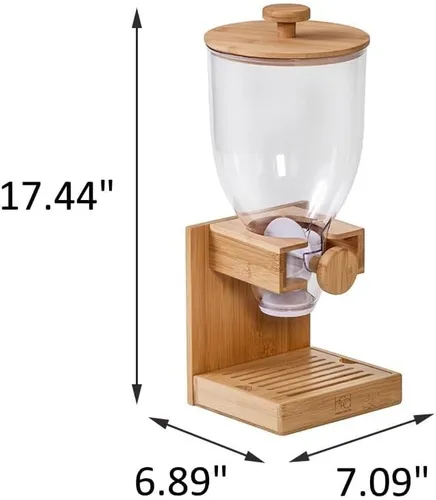 Vista 8 de Honey-Can-Do Dispensador compacto de alimentos secos, contenedor de almacenamiento de aperitivos y control único para encimera o despensa, bambú