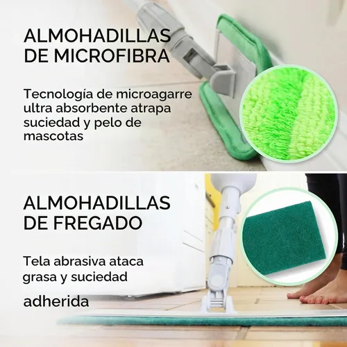 Vista 7 de Mopa de microfibra de aleación de aluminio. Incluye 2 almohadillas de microfibra. Para usar en seco o húmedo. Para suelos de madera, azulejos