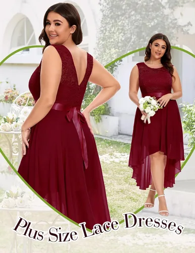 Vista 5 de BeryLove Vestido formal de lentejuelas para invitados de boda, cóctel, fiesta de graduación, encaje alto y bajo, vestido elegante para dama de honor