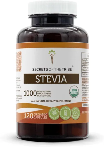 Vista 5 de Stevia 60 Cápsulas, 1000 mg, Stevia Rebaudiana Hoja Seca (60 Cápsulas)