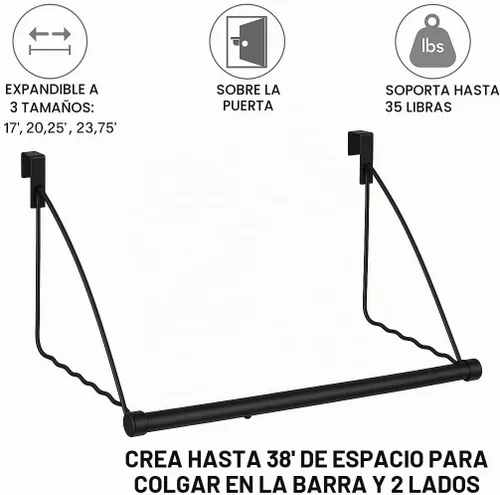 Vista 3 de HOLDN' STORAGE Colgador sobre la puerta para ropa, negro