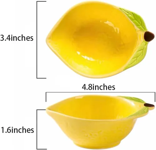Vista 2 de 4 platos de cerámica para aperitivos con forma de limón, platos de condimento