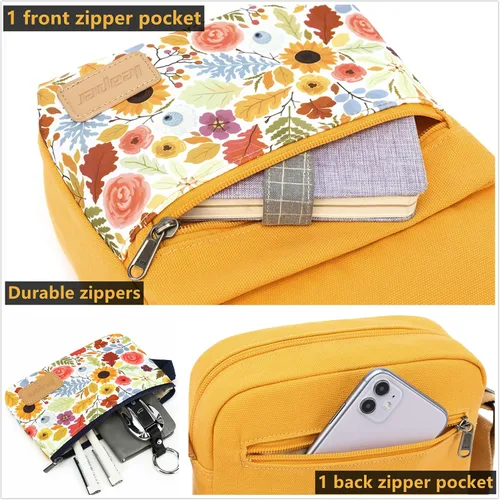 Vista 5 de Leaper - Juego de estuche y cartera bandolera de lona para niñas y mujeres