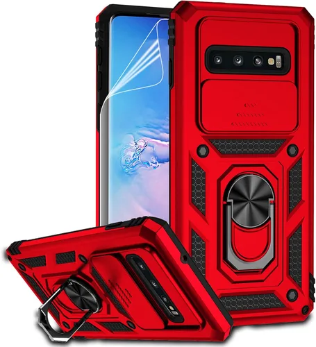 Vista 16 de Funda para Samsung Galaxy S10 con cubierta para lente de cámara, protector de pantalla HD, doble capa de grado militar, probada contra caídas