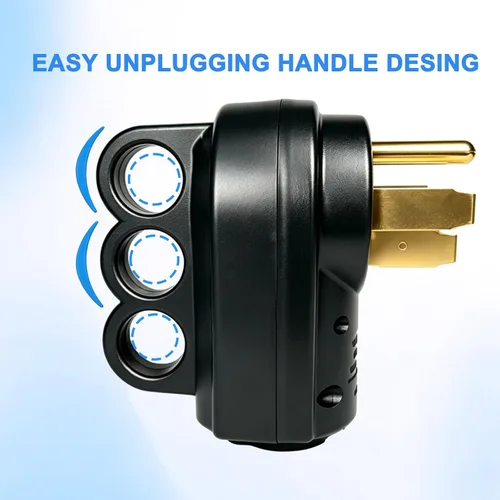 Vista 7 de Enchufe RV de 50 amperios, NEMA 14-50P 125/250 voltios, enchufe macho de repuesto resistente con asas ergonómicas para RV, EV, cable generador