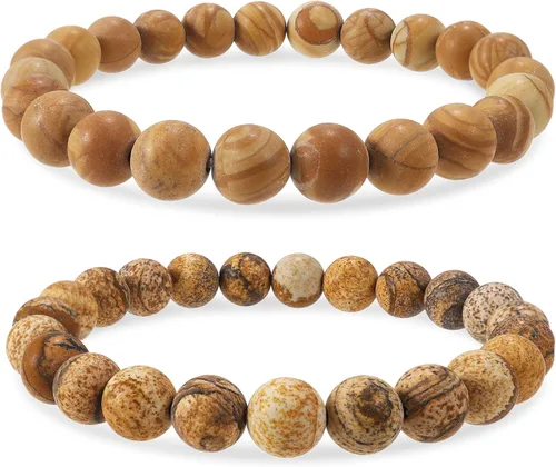 Vista 46 de Bivei - Pulsera elástica de cuentas redondas de cristales curativos semipreciosos naturales, hecha a mano, rellenadores de regalo para mujeres Ágata