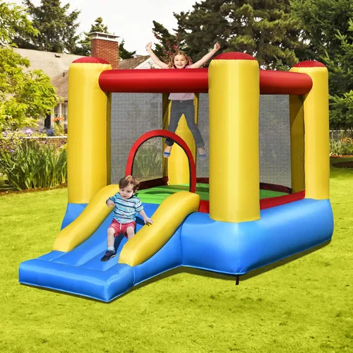 Vista 8 de HONEY JOY Casa inflable para rebotar, rebote de luna inflable para niños con tobogán, área gigante de salto, estacas, bolsa de transporte, castillo