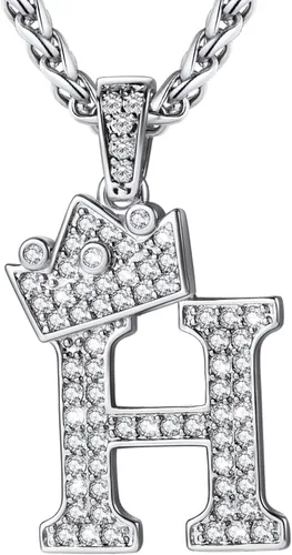 Vista 43 de U7 Crown Initial Number Necklace for Men Women A-Z Letter Pendant Chain a. Oro