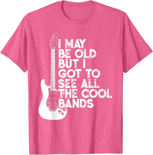 Vista 29 de Camiseta con texto en inglés "I May Be Old But I Got to See All The Cool Bands" Negro