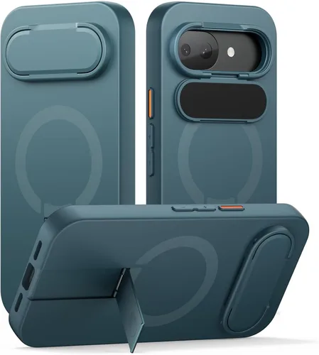 Vista 21 de SURITCH Funda para teléfono Google Pixel 9 Pro XL, compatible con MagSafe, funda protectora con cubierta de cámara y soporte de metal ajustable