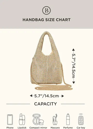 Vista 7 de BABEYOND Bolsos de mano para mujer Bolsas de noche brillantes con purpurina y diamantes de imitación portátil para fiesta, baile de graduación, boda