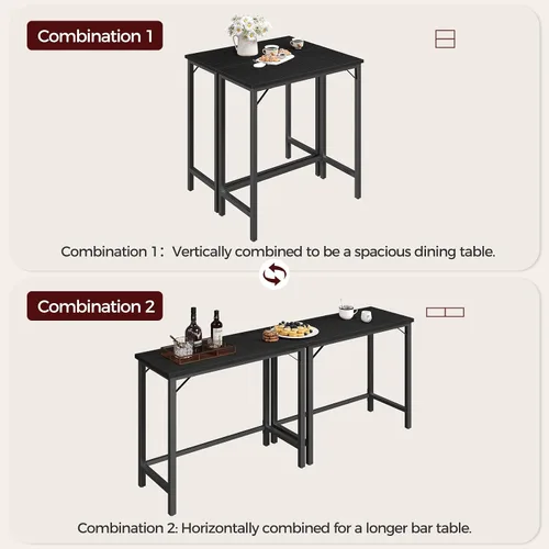 Vista 5 de MAHANCRIS Mesa de Bar Estrecha, Mesa de Pub de 160 cm para Sala de Estar, Mesas de Bar con Estructura de Metal Resistente, Mesa de Bar Conectable