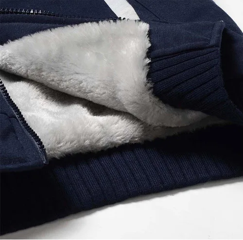 Vista 5 de Machlab - Sudadera con capucha, de forro polar para hombre, con cremallera completa, abrigo grueso cálido de lana
