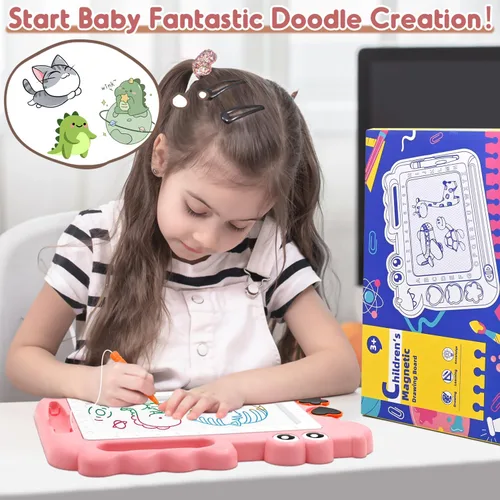Vista 7 de AiTuiTui - Pizarrón de dibujo magnético para niños pequeños, juguetes regalo para niños y niñas, bloc de bocetos de color para escribir, garabatos