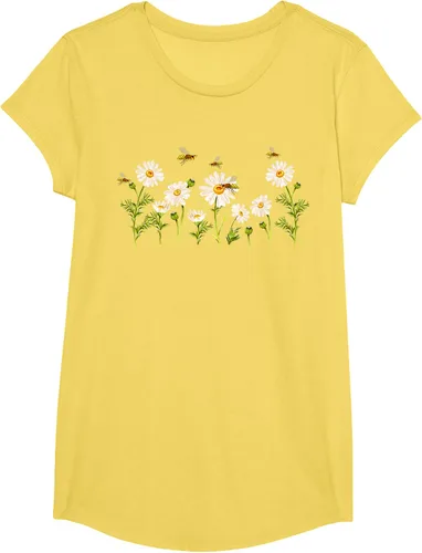 Vista 39 de Marguerites Daisy - Camiseta de verano con margaritas de jardín de flores, Negro, S