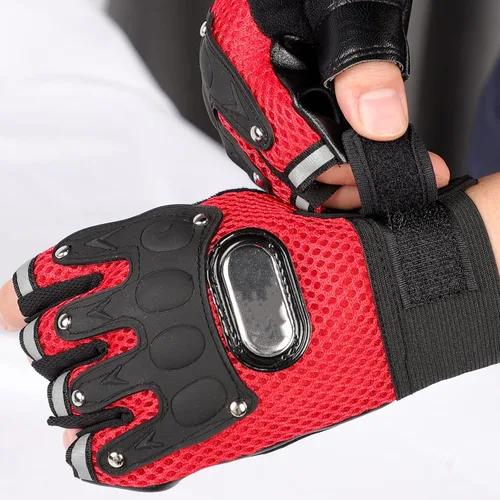 Vista 4 de IPENNY Guantes de entrenamiento unisex para hombre y mujer, guantes de ciclismo de medio dedo, transpirables, elásticos, guantes de ciclismo