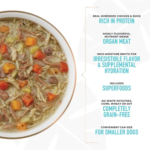 Vista 5 de Tiki Dog Aloha Petites - Comida húmeda para perros, alimentos integrales, pollo y pato, lata de 9 onzas