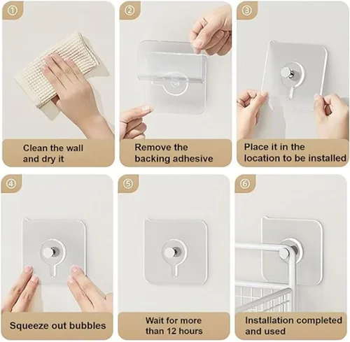 Vista 7 de 12 piezas de perchas para cuadros sin clavos, perchas de pared sin clavos, ganchos adhesivos para pared para colgar cuadros para cocina, baño, hogar