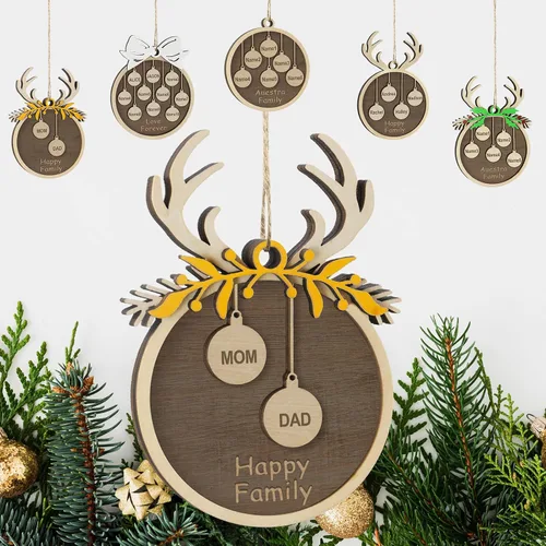 Vista 14 de Adornos de Navidad personalizados familiares de 1, 2, 3, 4, 5, 6, 7, 8, 9, 10, adornos de madera personalizados, decoraciones de Navidad, regalos