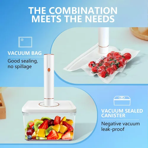 Vista 8 de Vixino Sellador al vacío, sellador al vacío para alimentos, máquina compacta de sellado al vacío de mano, sellador de comidas ahorrador portátil