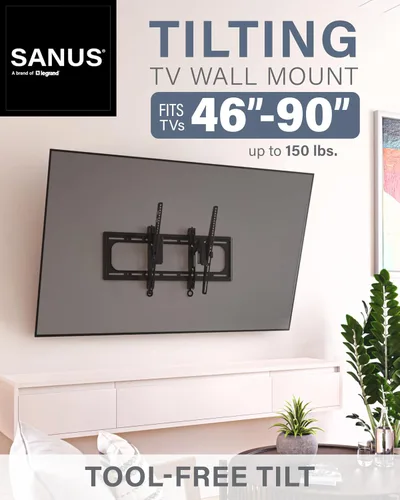 Vista 2 de SANUS Soporte de pared inclinable para TVs de 46" - 90" o 150 libras - Soporte de inclinación premium con ajuste universal - Extensión suave de 5.7