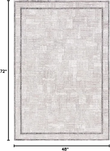 Vista 2 de SAFAVIEH Jade Collection - Alfombra de área de 4 x 6 pies, color marfil y beige negro, diseño de borde, ideal para zonas de alto tráfico en sala