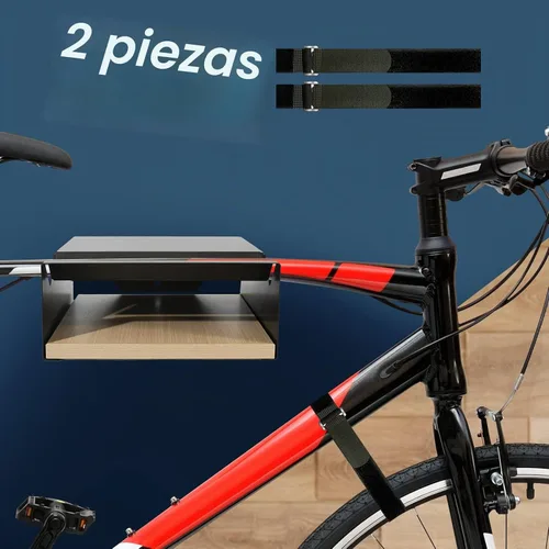 Vista 3 de MOSHAY - Soporte de pared para bicicleta, soporte de bicicleta de madera de aluminio para bicicletas de carretera, grava y turismo, almacenamiento