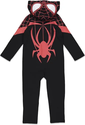 Vista 4 de Mono integral con capucha y cremallera Marvel Spiderverse Miles Morales de color negro y rojo