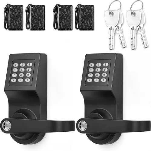 Vista 10 de Hicarer Paquete de 1 cerradura de puerta comercial sin llave con palanca de Negro mate