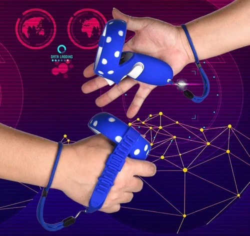 Vista 2 de XIAOGE Accesorios de control para Oculus Quest 2 con combo de cubierta facial, accesorio de auriculares VR a prueba de sudor y anticolisión