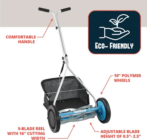 Vista 33 de American Lawn Mower Company 1204-14 Cortacésped de carrete de empuje de 4 hojas de 14 pulgadas, color rojo