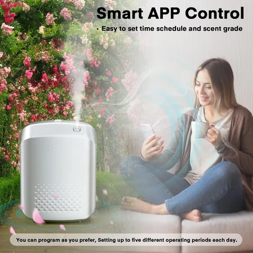 Vista 3 de Difusor inteligente sin agua, difusor de aroma con tecnología inteligente de aire frío, capacidad de 13.5 fl oz y cobertura de 1500 pies cuadrados