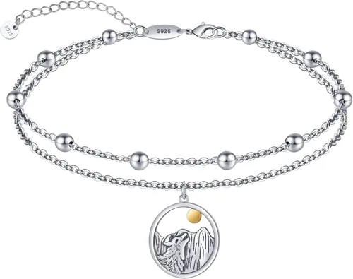Vista 13 de CHIC & ARTSY Tobilleras de plata de ley S925 para mujer, pulsera de tobillo ajustable multicapa para playa, joyería de verano para mujer, de 10 a 11