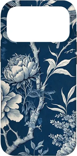 Vista 22 de Chinoiserie Floral Toile Blue and White Funda para iPhone 17