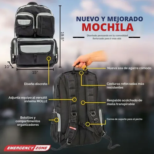 Vista 2 de Urban Survival Bug-Out Bag y suministros de supervivencia en desastres para hasta 6 personas 1-2 Persona Negro