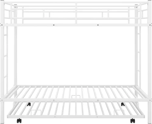 Vista 8 de Bellemave Litera individual sobre cama individual con nido, marco de cama de metal con escalera y rieles de seguridad para niños, niñas, niños