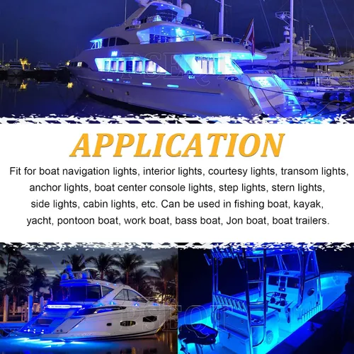 Vista 2 de PSEQT Luces LED de navegación para barco, interior marino, tira de luz de cortesía, cubierta de popa, iluminación de cabina de 3.8 pulgadas, 6 LED