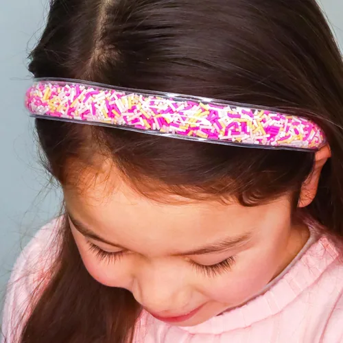 Vista 7 de FROG SAC 4 diademas para niñas – Diadema con purpurina para niños, bandas finas para la cabeza de niña pequeña, accesorios para el cabello de niños