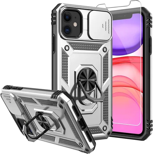 Vista 8 de Funda para iPhone 11 de 6.1 pulgadas, con protectores de pantalla y funda para cámara, [grado militar] de 16 pies. Funda a prueba de caídas con Negro