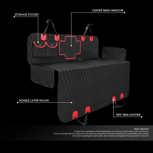Vista 2 de DNA Motoring Funda de asiento de coche para perro, funda para asiento trasero para mascotas, 100% impermeable, a prueba de arañazos, antideslizante