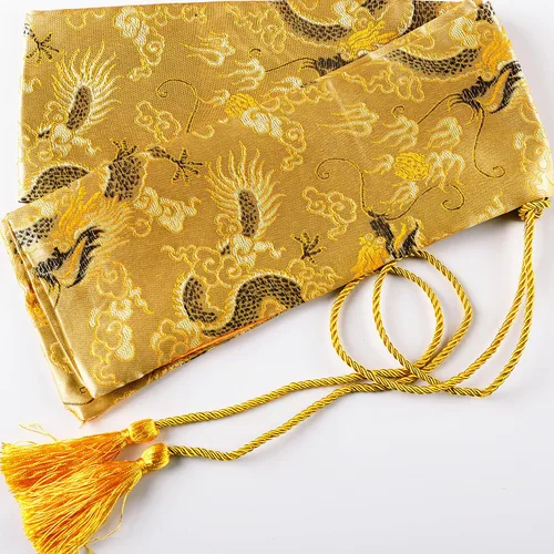 Vista 6 de 51 Inch Synthetic Silk Nice Pattern Bag with Golden Tassel Cover Carrying for Japanese Samurai Katana Chinese Swords